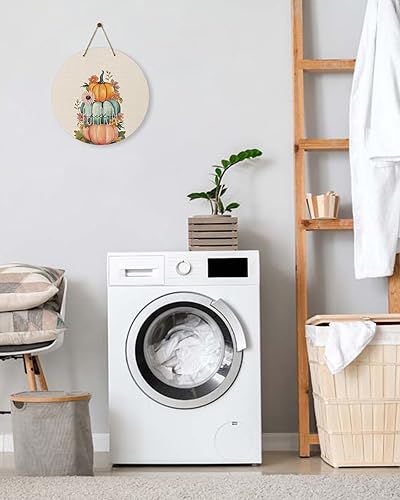 Miniatura 8 de Letrero de bienvenida para decoración de puerta delantera, diseño floral de calabaza de Acción de Gracias, coronas de 10 pulgadas, decoración