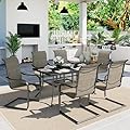 Sophia & William Patio Dining Set, Grey, 7 Piece, Outdoor Furniture, Patio Table and 6 Chairs, Quick Dry Textilene Support, 350 lbs