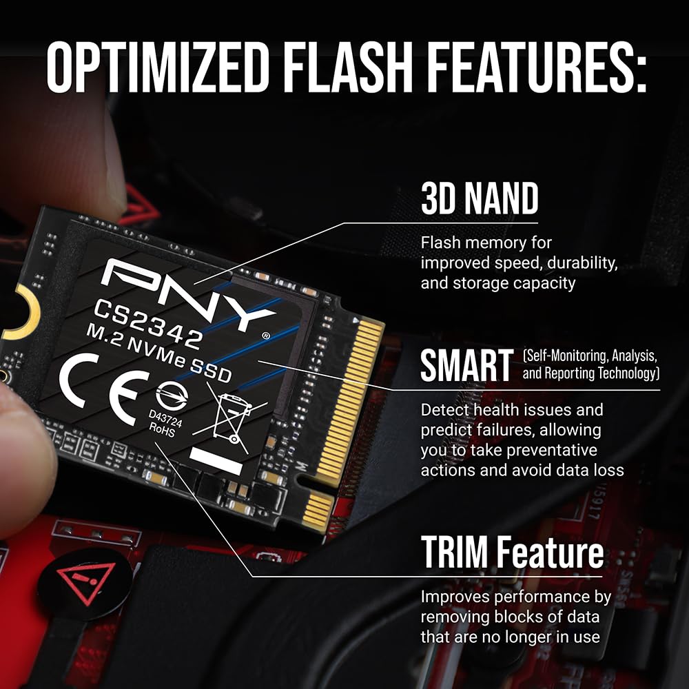 PNY CS2342 2TB Gen4 PCIe NVMe M.2 2230 3D NAND SSD – Up to 7,300/6,000 MB/s – PC/Laptop/Gaming Upgrade – Perfect for Steam Deck, ASUS ROG Ally, MSI Claw – Internal Solid-State Drive M230CS2342-2TB-TB - Additional View