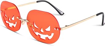 NULOOQ Pumpkin Halloween Sunglasses, Festival Halloween Christmas Glasses for Women Men