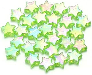 TBSKUY Lote de 100 cuentas acrílicas de estrella de color AB, espaciadoras sueltas para hacer joyas, collares y pulseras, color verde claro.