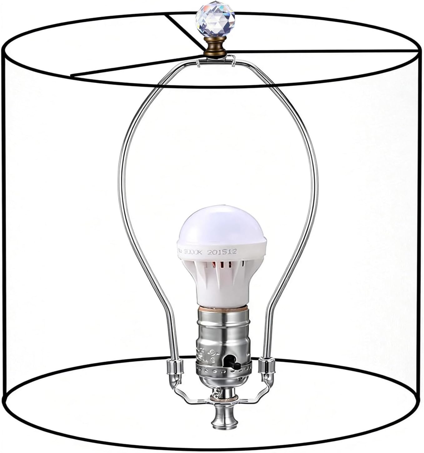 4Pcs Crystal Lamp Finial with 1/4-27 Inch Gold Base Elegant Decorative Lamp Toppers for Home Lighting