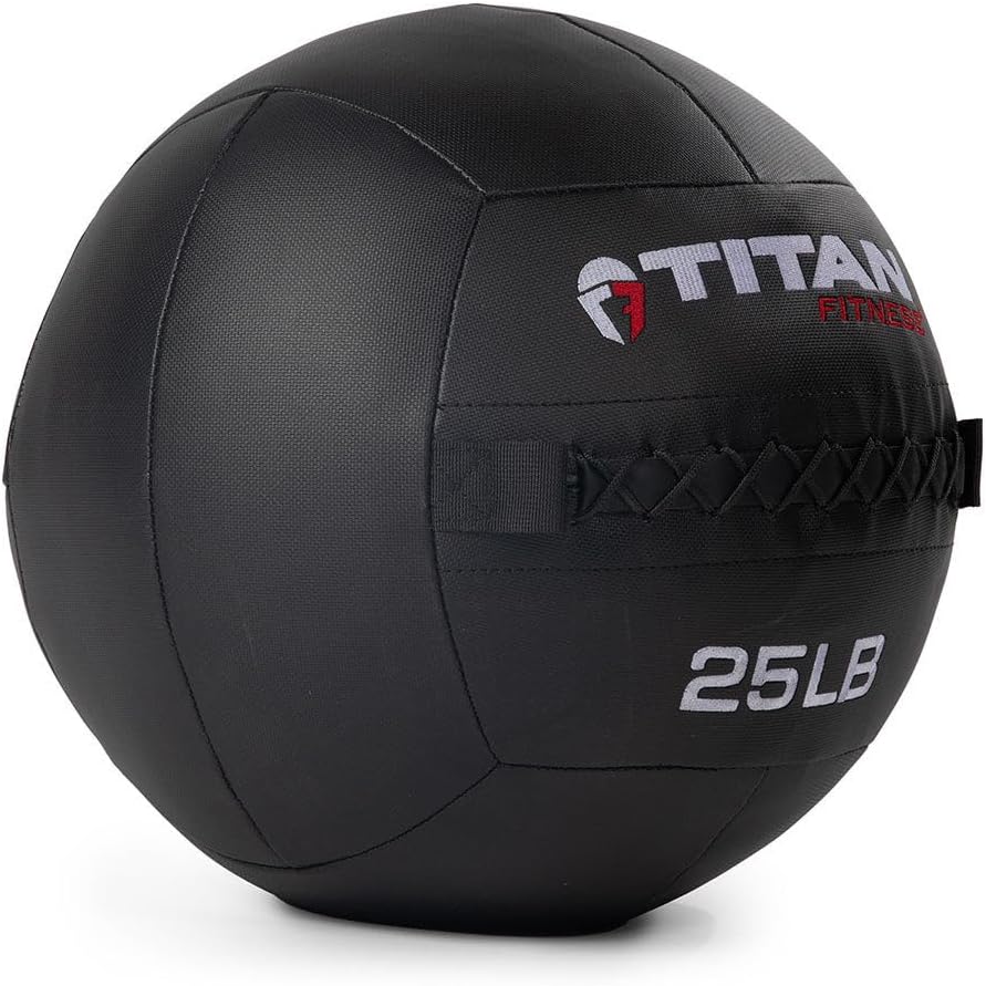Titan Fitness 25 LB Composite Wall Ball, Soft Shell Poly-Composite Laminate Cross Texture Non-Slip Grip, Tight Stitching, Medicine Ball for Core, Full-Body, Functional Workouts, Exercise Ball