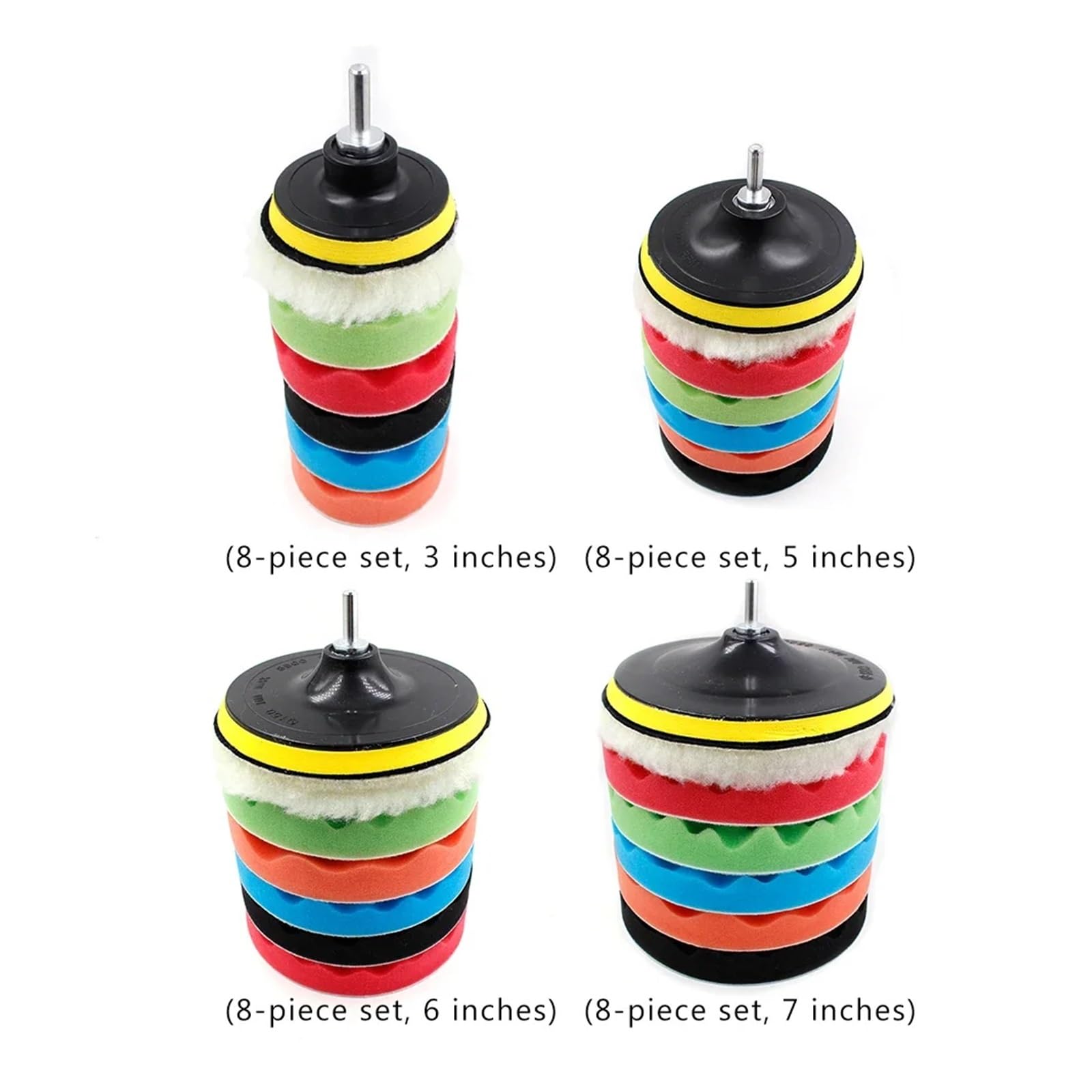 Zestaw do polerowania samochodów 3/5/6/7 cali, podkładka polerska, tarcza samochodu, gąbka woskująca, polerowanie, adapter wiertarki(7 inches)