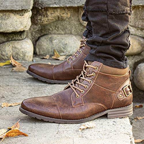 Image of Polar Fox Men's Casual Cap-Toe Ankle Boot Collection | Lace-Up Work, Combat, and Chukka Styles