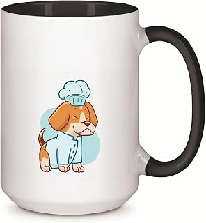Chef Beagle Gift for Pet Lovers Illustration of Beagle Dog in Chef Outfit 11oz 15oz Inner Color Accent Mug