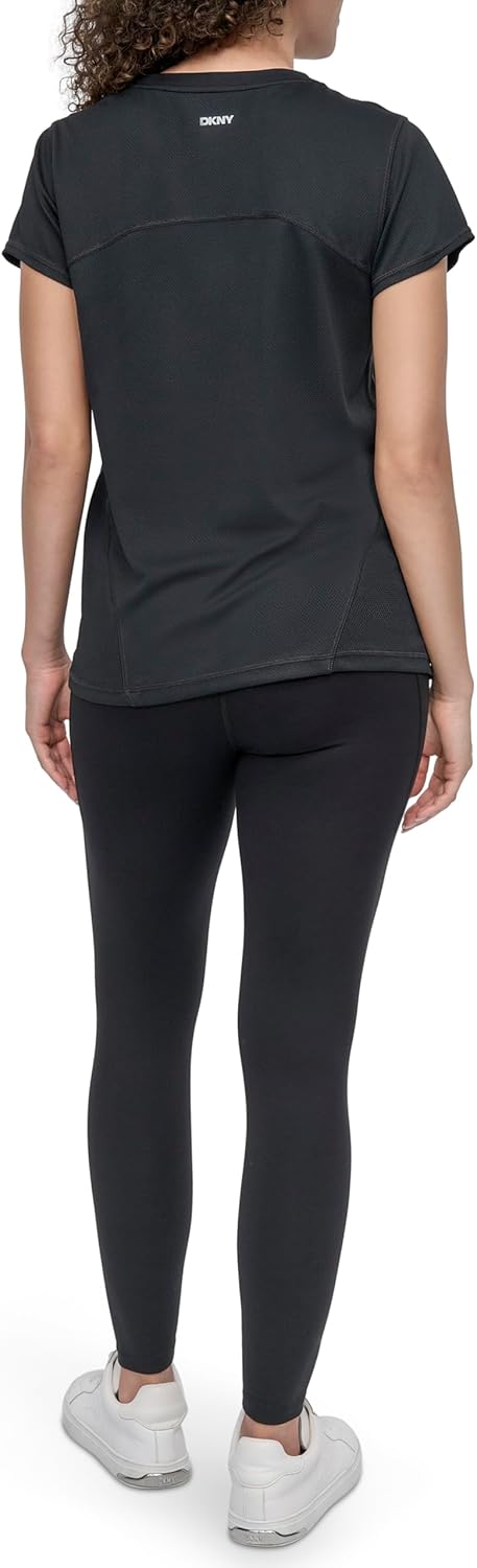 DKNY Women's Short Sleeve Logo Mesh Tech Tee - Image 4