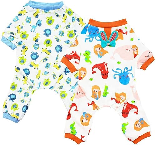 paquete de 2 enterizos acogedores para Perros Gatos Cachorros monos Pijamas algodón Pelele de mascota , m