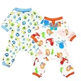 Scheppend 2-Pack Pet Clothes Puppy Cute Pajamas Dogs Cotton Rompers Cats Jumpsuits Cosy Apparel Dog Shirt Small Canine Costumes, Bluehorse & Mermaid M