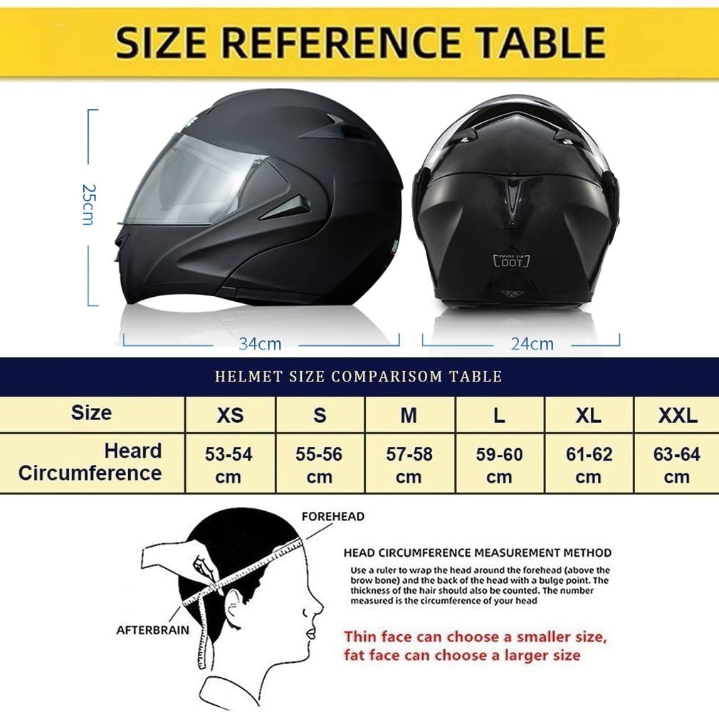 Kask szczękowy Bluetooth, kask integralny z certyfikatem DOT/ECE, kask modułowy z wbudowanym mikrofonem, automatyczna reakcja dla dorosłych, unisex, rozmiar: XS~XL