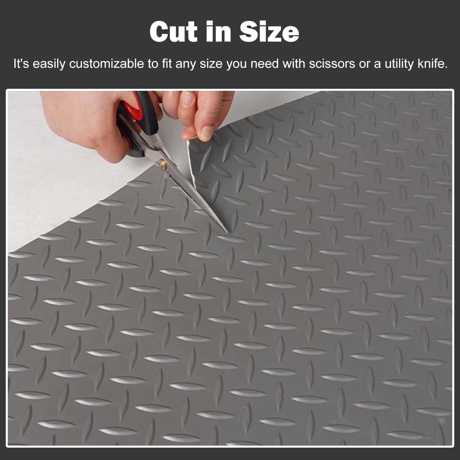 Genérico Alfombrilla Antideslizante e Impermeable para Garaje, con Superficie de Placa diamantada de 2,3 mm de Grosor, Cubierta de Goma Duradera para Taller y Garaje (roja, 1,2 x 6 m / 3,9 x 19,7 pie