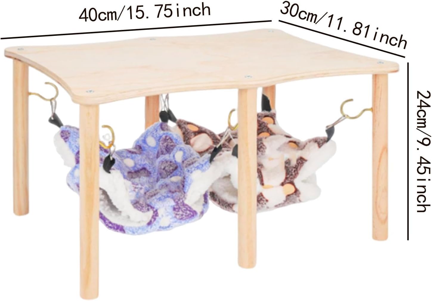 Guinea Pig Hammock with Wooden Stand Hideout for Bunny Parrot Chinchilla