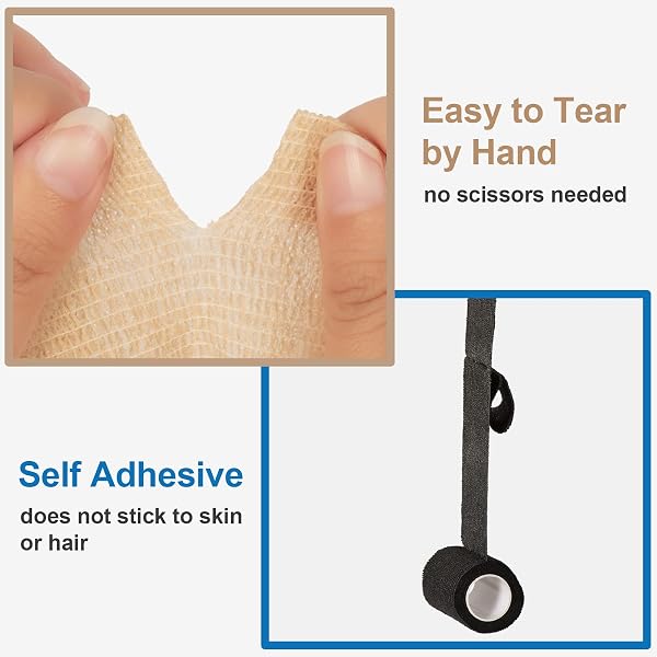 12 Roll Selbstklebender Verband 10cm Kohäsive Bandage Selbsthaftende Haftbandage Verband Elastische Binde für Finger, Hand Cohesive Bandage Fixierverband Pet Vet Wrap für Pferd Dog Bandagen (Blau) - 4