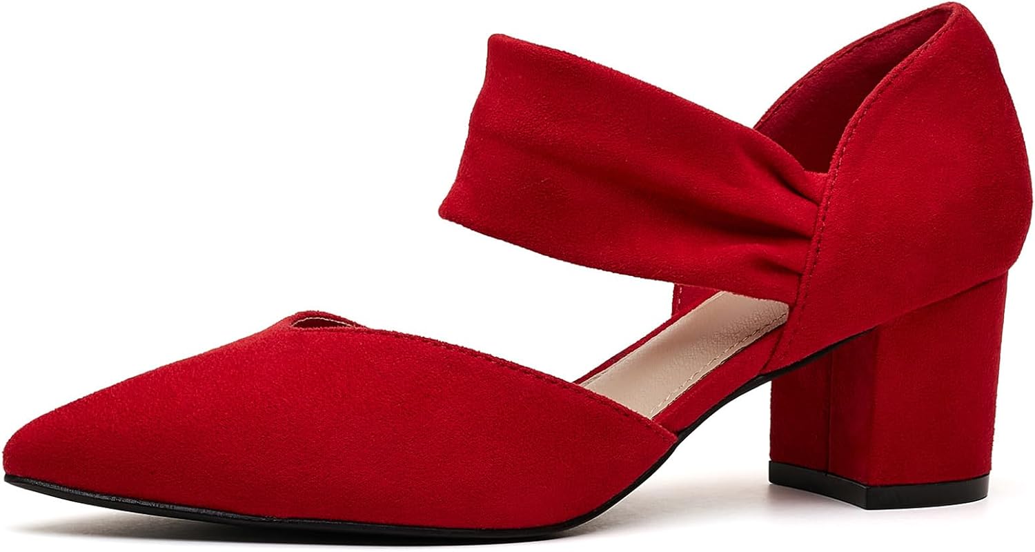 Women's Pumps Closed Toe Low Chunky Heels Dress Shoes for Women Comfortable Dressy Party Wedding Bridal Shoes