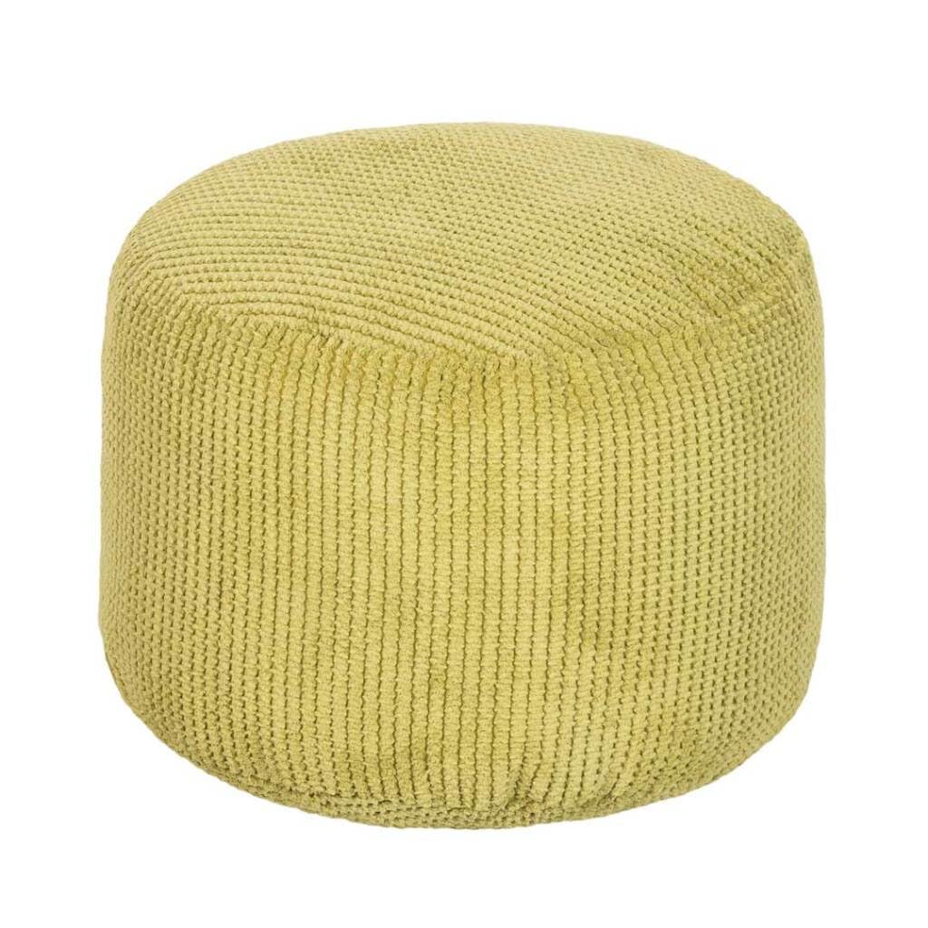 Ready Steady Bed Corduroy Bean Bag Footstool Pouffe | Soft & Durable Leg Rest | Living Room, Bedroom & Lounge Furniture | Comfortable Foot Rest Seat | 44cm (W) x 30cm (H) (Lime)