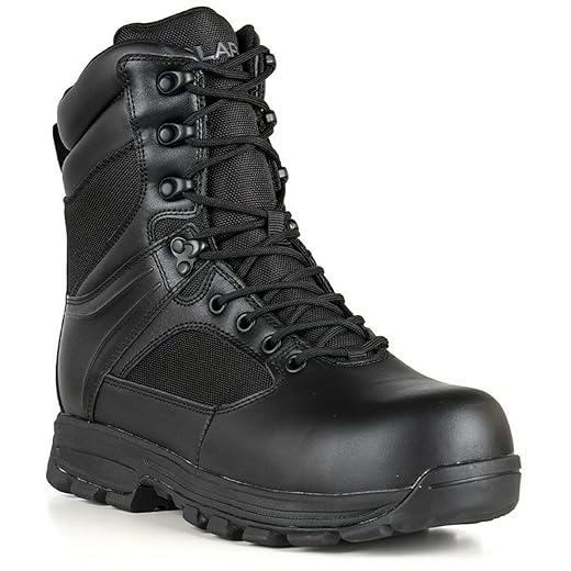 LA Police Gear Botas masculinas impermeáveis com zíper lateral de 20 cm Sector, botas táticas à prova d'água, botas masculinas à prova d'água