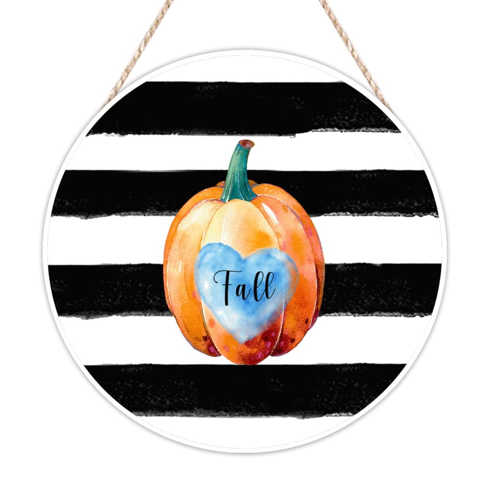 Panneau de bienvenue Halloween citrouille bicolore plaque bois avec crochet