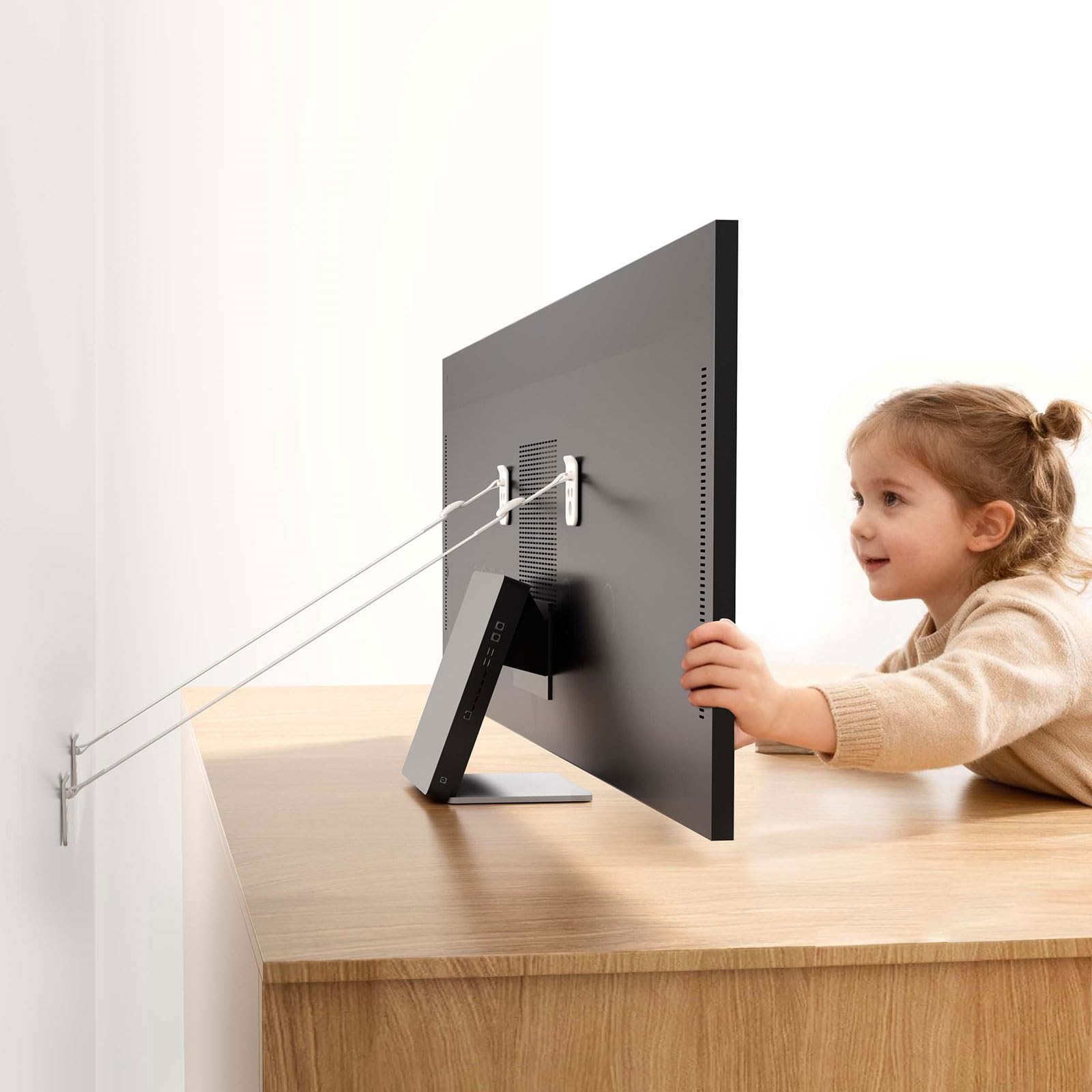 Yeya Cinghie di sicurezza per TV a prova di bambino, bianco, confezione da