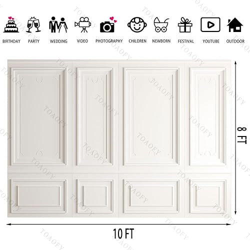 Miniatura 4 de TAY1383 TAY1383 - Fondo de fotografía de pared blanco clásico de madera gris de 10 x 8 pies para decoración de pared de negocios, oficina, sala de
