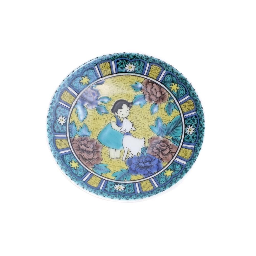 Heiji Kyuani Ware Plate, Made in Japan, Yuki Hokuriku Traditional Crafts, Alpine Girl Heiji Dish, Tableware, Divider Plate, Flower Pattern, Painter, Clara, Anniversary, Gift, Stylish, : Home & Kitchen