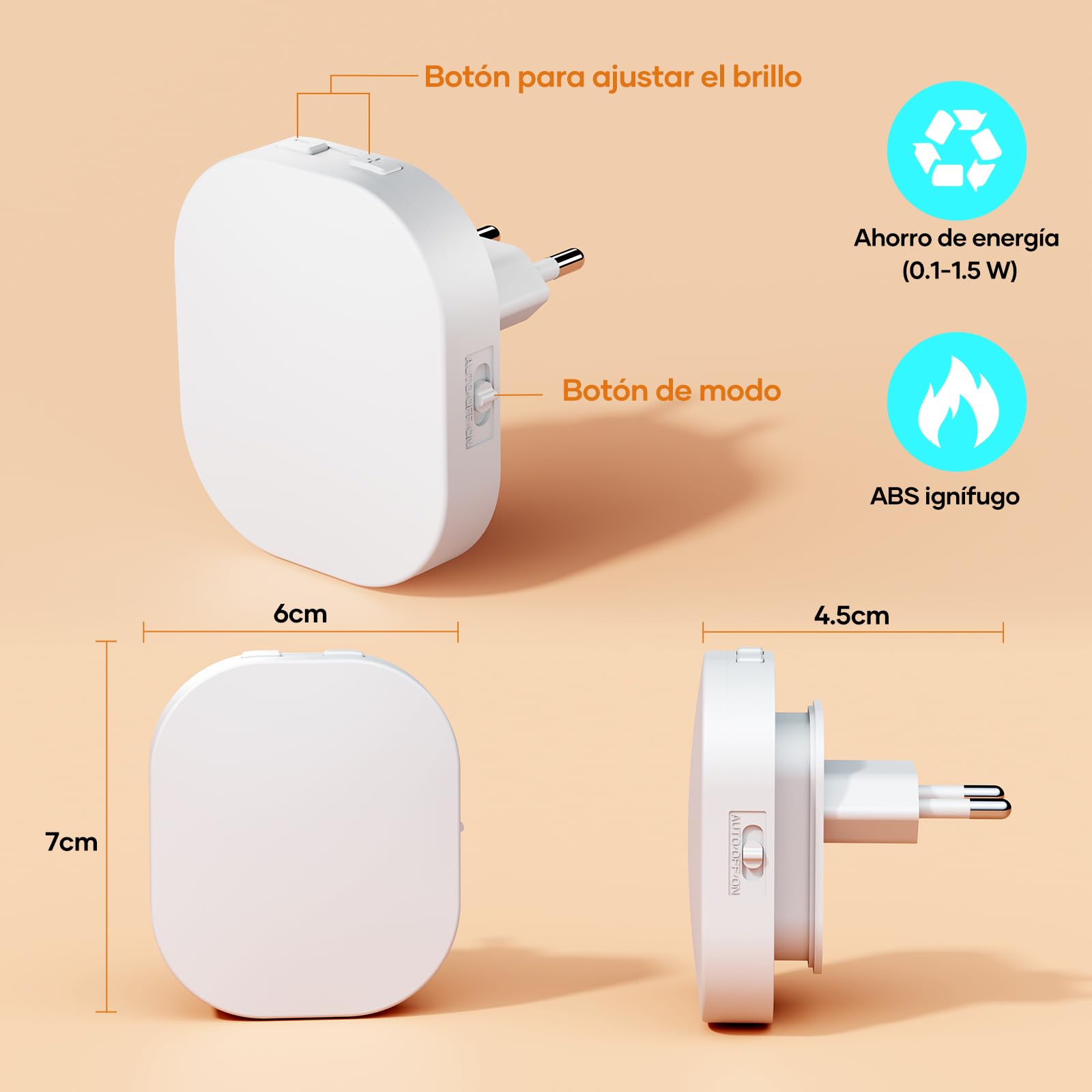 Suright 2 Piezas Luz Nocturna Infantil con Sensor Movimiento y Sensor de Crepúsculo, Brillo Ajustables 0.5-60LM, Luz Nocturna Enchufe para Niños, Pasillos, Escalera, Dormitorio