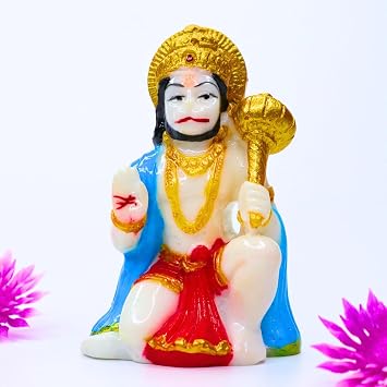 Blessing Pose Hanuman JI Idol - Divine Blessings in a Compact Form for Home and Car Dashboard Home Temble Office Tabel Decor -Indina Monkey God - 3 Inches ColourFull