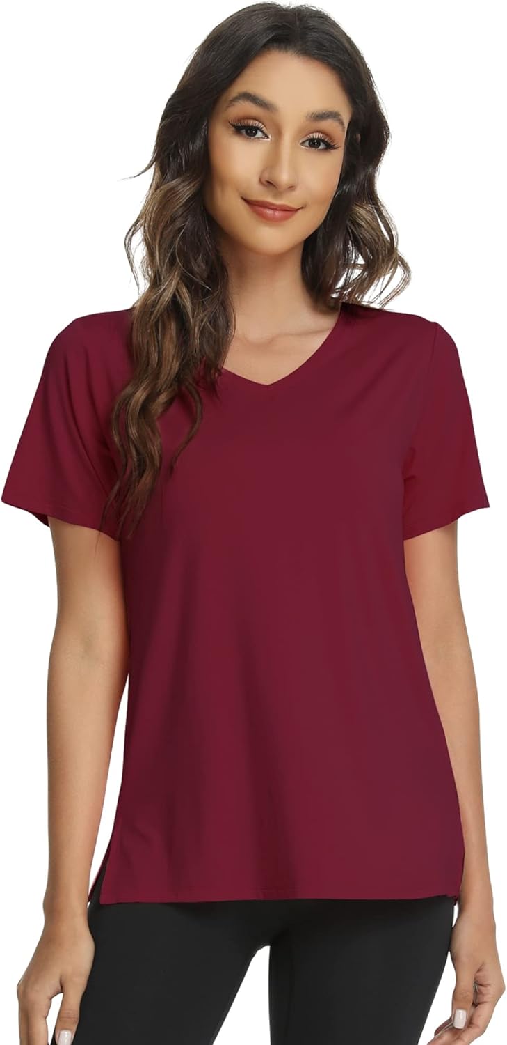 WiWi Viscose from Bamboo Pajama Tops for Women Super Soft Short Sleeve Tee V Neck Sleep Cooling T-Shirt Pjs Sleepwear S-XXL - Image 4