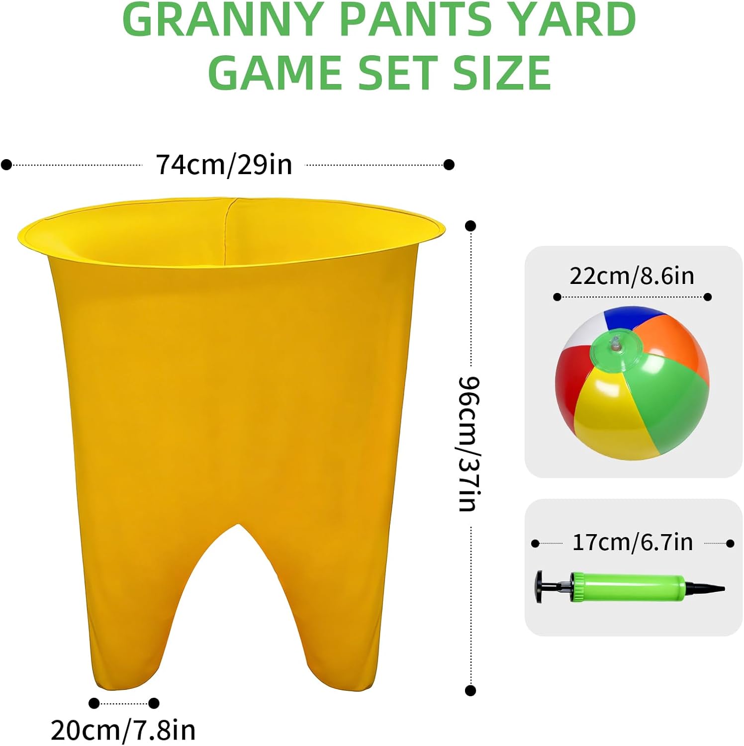 Granny Pants Yard Game, Granny Pants Outdoor Game, with Yellow & Blue Pants and 8 Bouncy Balls & 1 Air Pump, Giant Yard Games for Adults Friends Gathering Backyard Lawn Party(11 PCS)