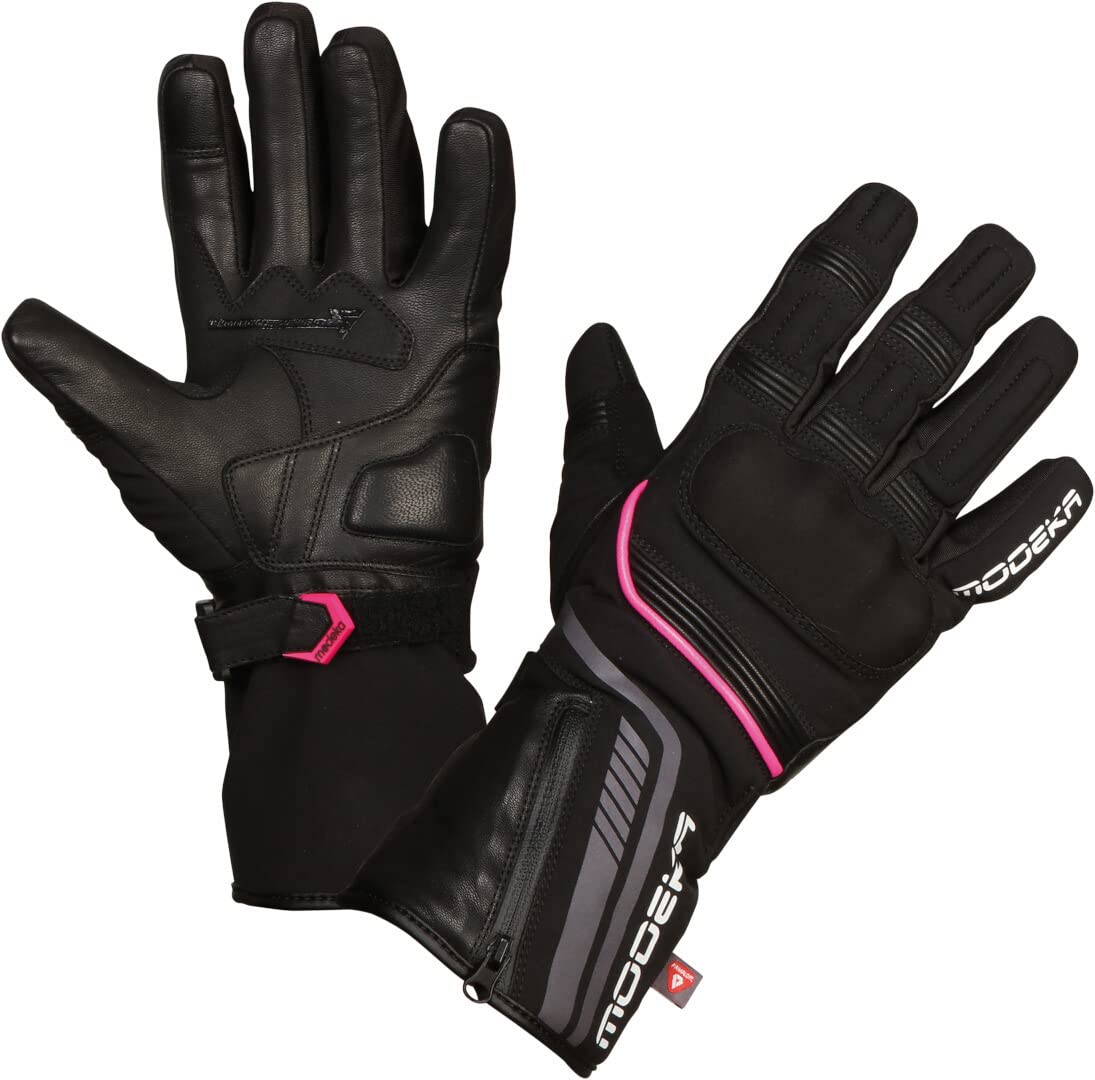 Modeka Makari Guanti Moto Invernali | Pelle Di Capra, Membrana Porelle Impermeabile | Touch Tip Per Smartphone | Taglia Unica