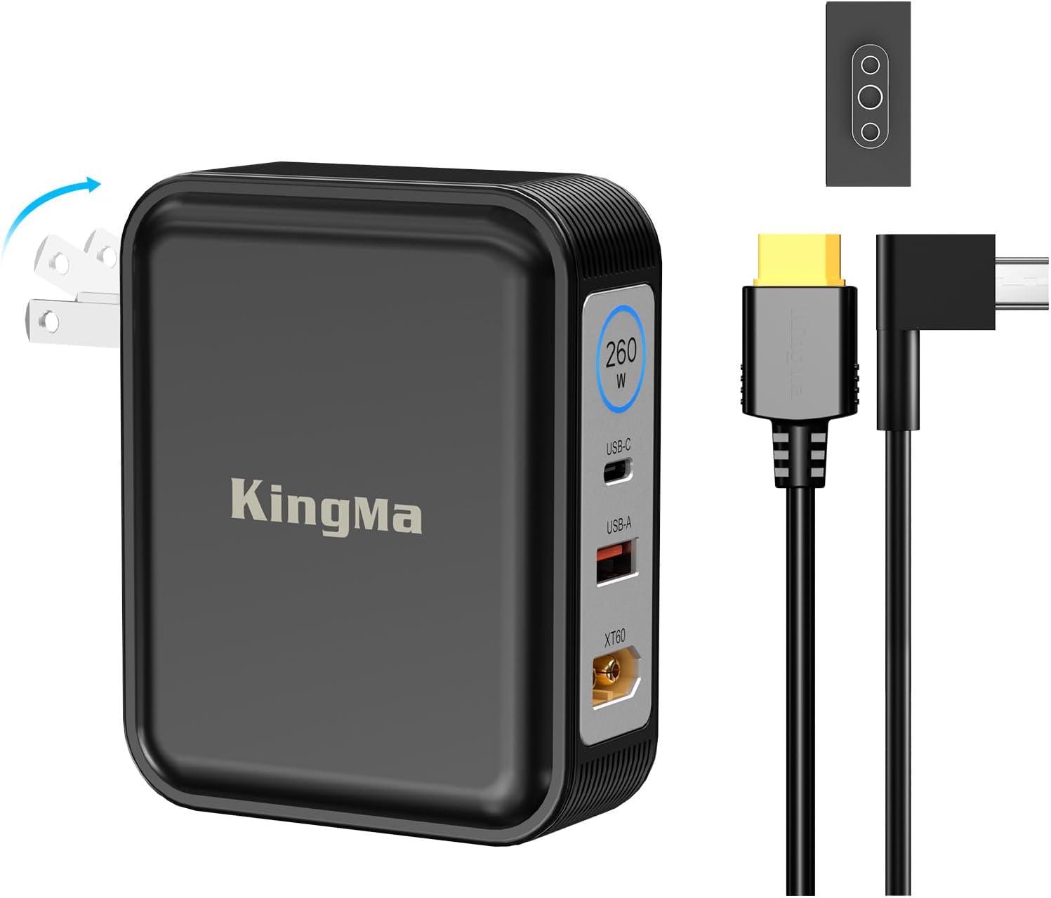 260W Laptop Charger(20V/13A),Compatible with Razer Blade 14/15/16/17, Portable GaN Foldable Charger for Gaming Laptops, PD 3.0 Fast Charger with 11-43mm Power Port