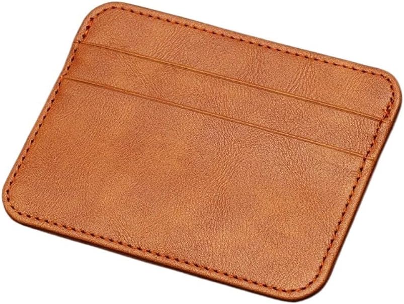 ID Card Holder Package Small Ultra Thin Cover Solid Color Wallet Leather Multi-Card-Bit Pack Bag wallet(Coffee)