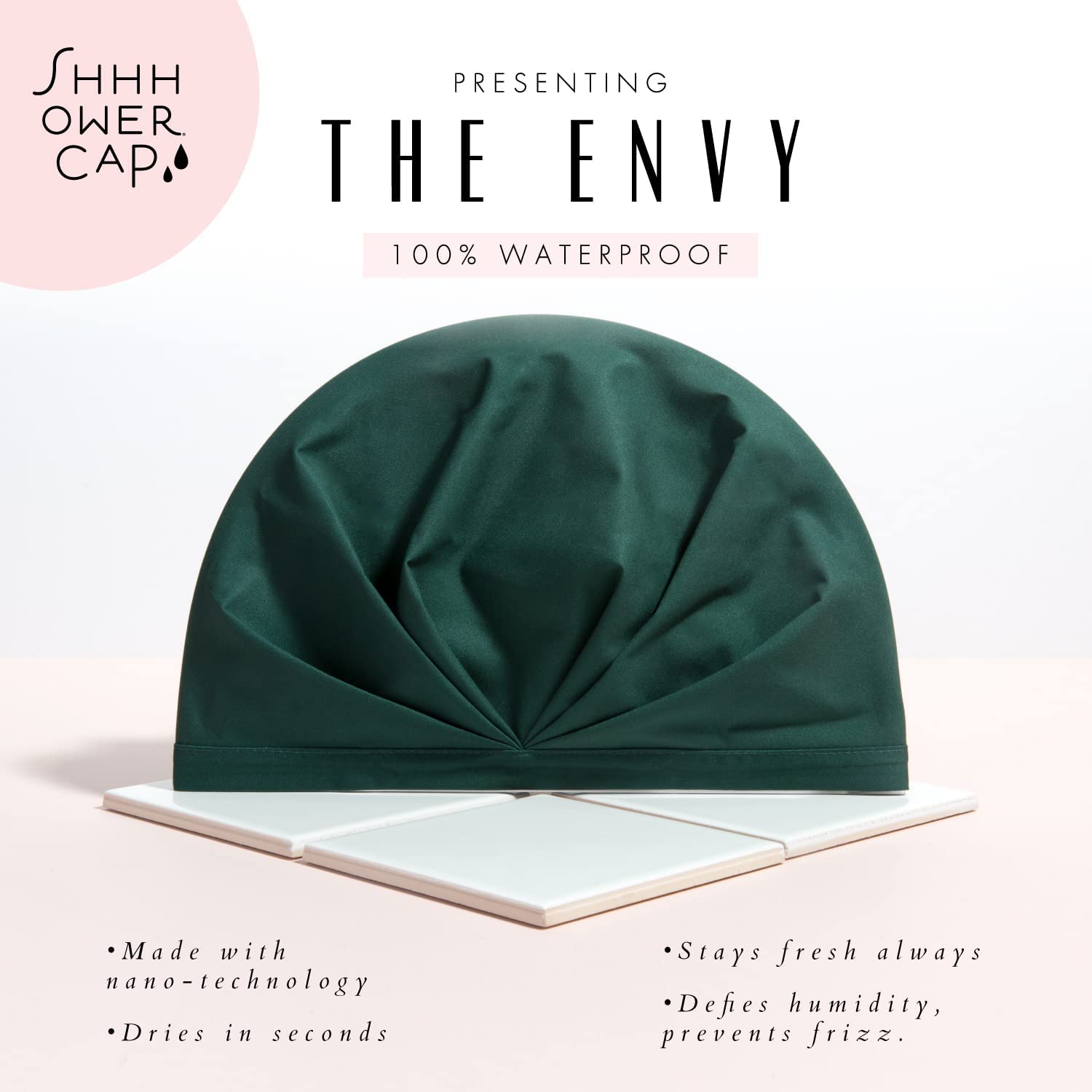 SHHHOWERCAP Shower Cap | The Original Luxury Reusable Shower Cap for Women | Bathing Accessories | Shower Accessories for Women | The Envy