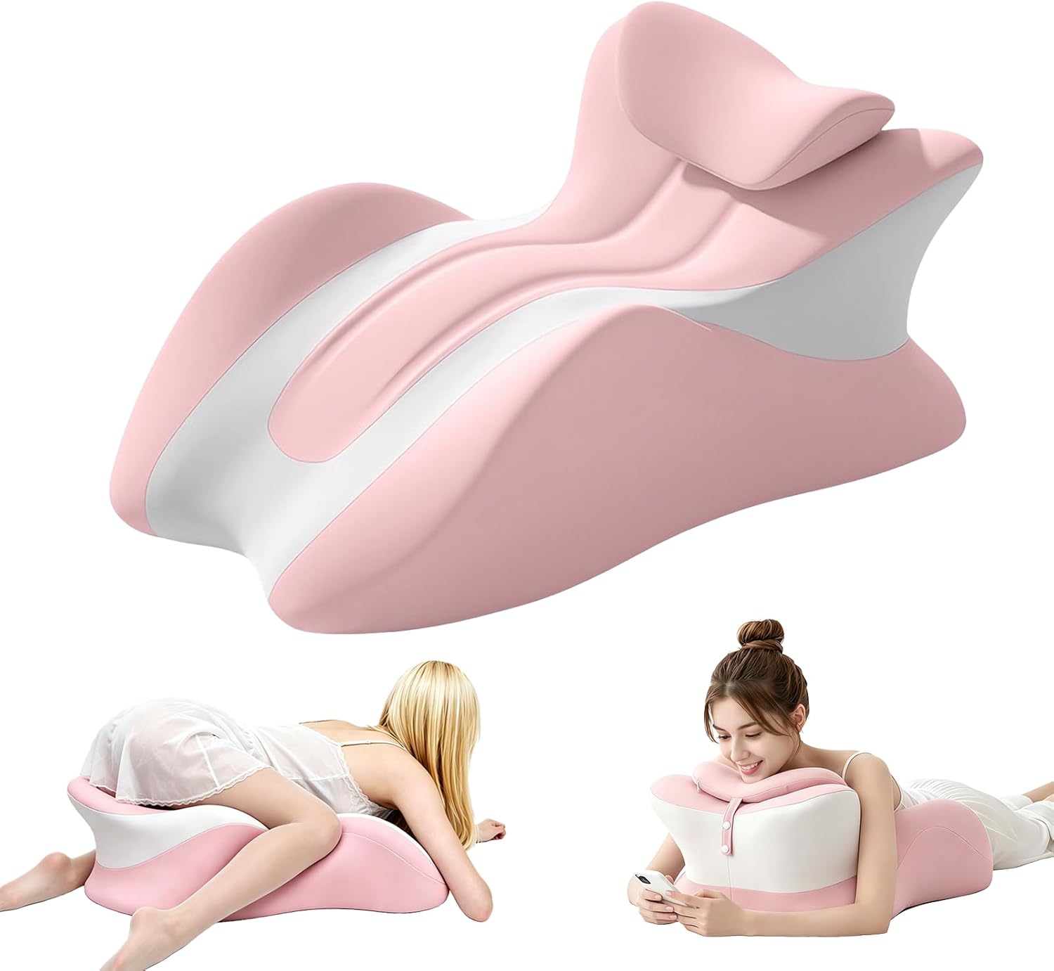 Memory Foam Wedge Pillow, Ergonomic Contoured Intimacy Couples Pillow, 27° Angled Neck Support Pillow Back Support Cushion, Multi-Functional Bed Position Pillow with Removable Cover Black