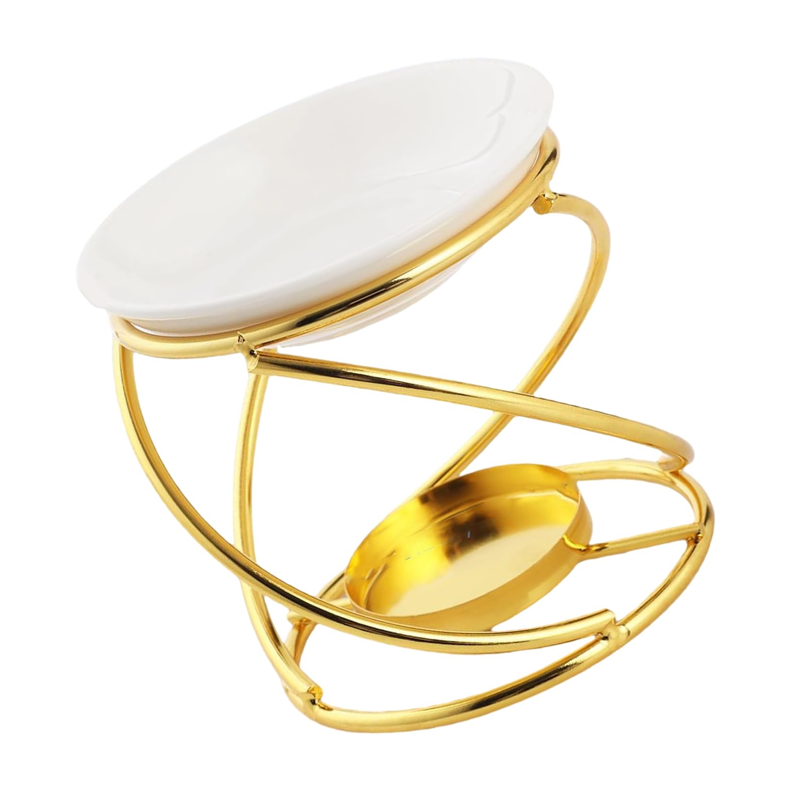 ruciatore per aromaterapia, Elegante portacandele in metallo for scaldare candele da fondere, for soggiorno e camera letto, ornamento scrivania, scaldacera(Gold)
