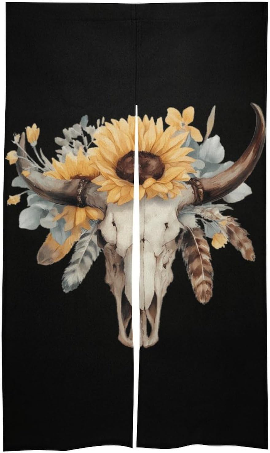 Bull Skull Native Southwest Arizona Doorway Curtain Insulated Room Divider Drapes