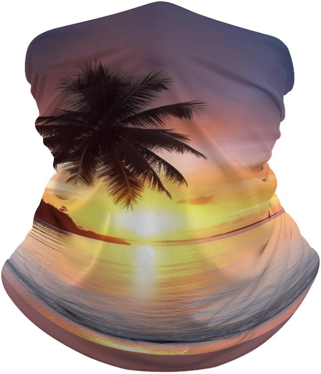 Seaside Palm Tree Sunset UV Protection Face Mask, Cooling Headscarf image 2