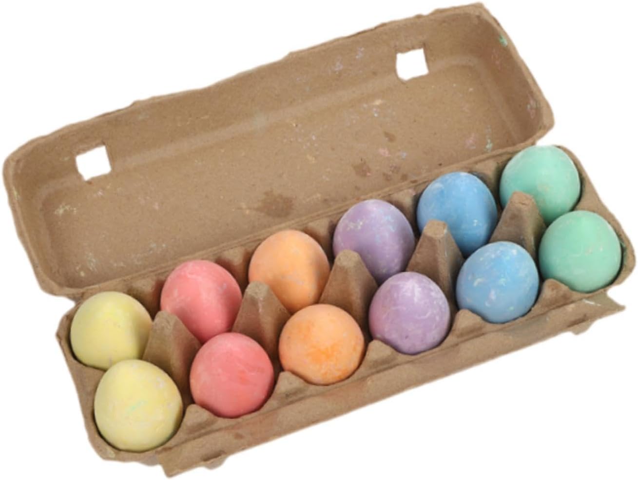 Egg-Shaped Chalk for Easter, Washable Colored Chalk for Playground, Party Favors and Crafts, 12Pcs Solid Color
