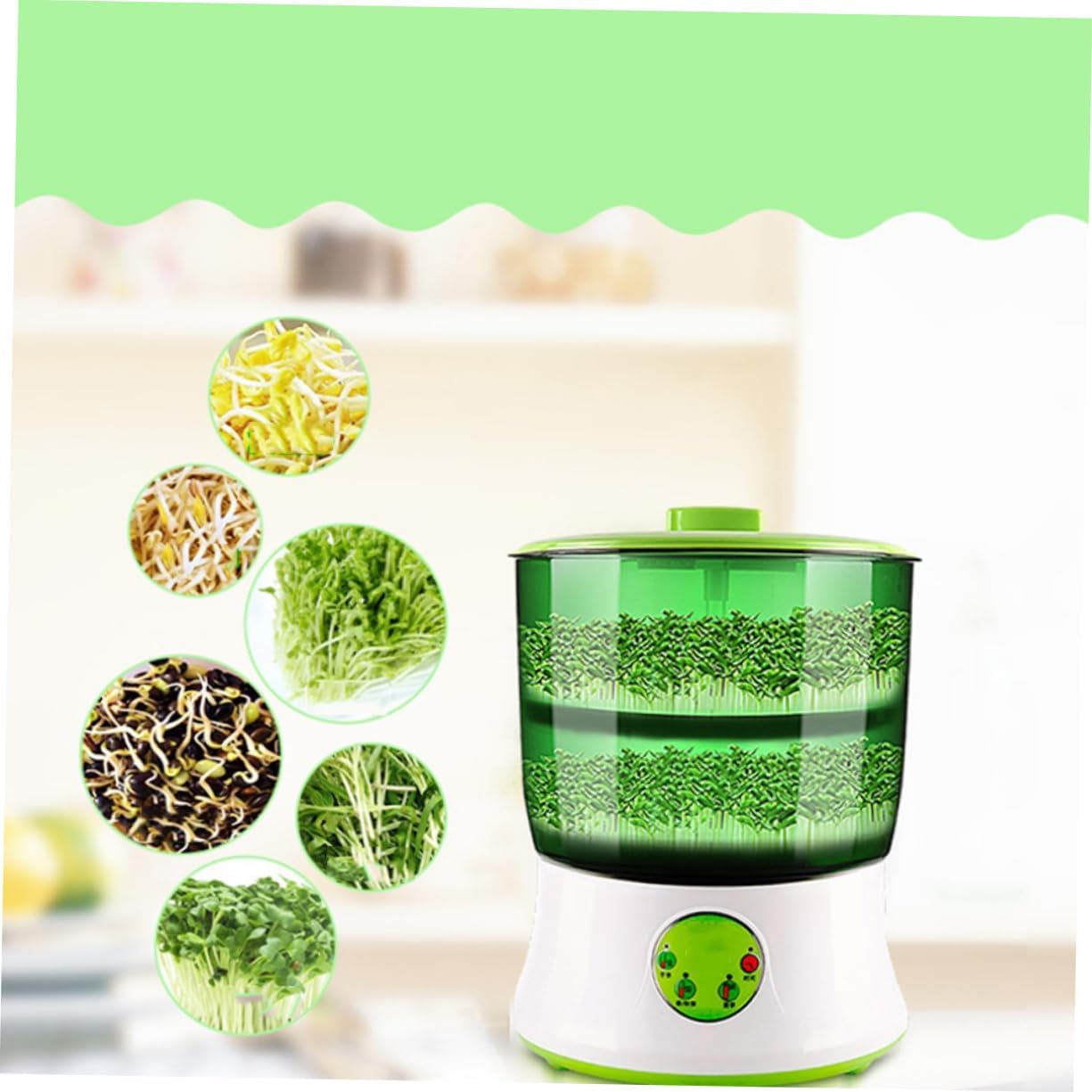 Mipcase 110v Double Electric Maker Microcomputer Control for Home Use Automatic Bean Machine Energy-Saving PTC Heating and Drainage Design