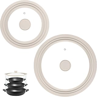 Universal Lids for Pots, Pans and Skillets, Fits 7",8",9",10",11",12" Cookware, Replacement Pan Lid with Tempered Glass and Heat-Resistant Silicone Edge,Durable Frying Pan Cover