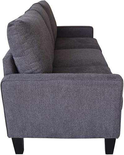 Miniatura 5 de Sofá de 3 plazas, tela con espacio de almacenamiento/montaje sin herramientas, gris oscuro Gris-oscuro,beige-2