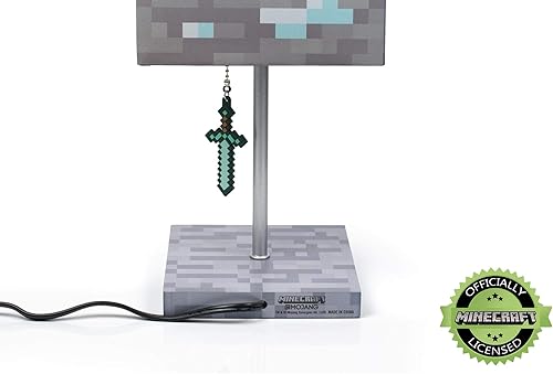 Miniatura 3 de Minecraft Lámpara LED de bloque de mineral de diamante con extractor de espada de diamante 3D  Lámpara de 14 pulgadas