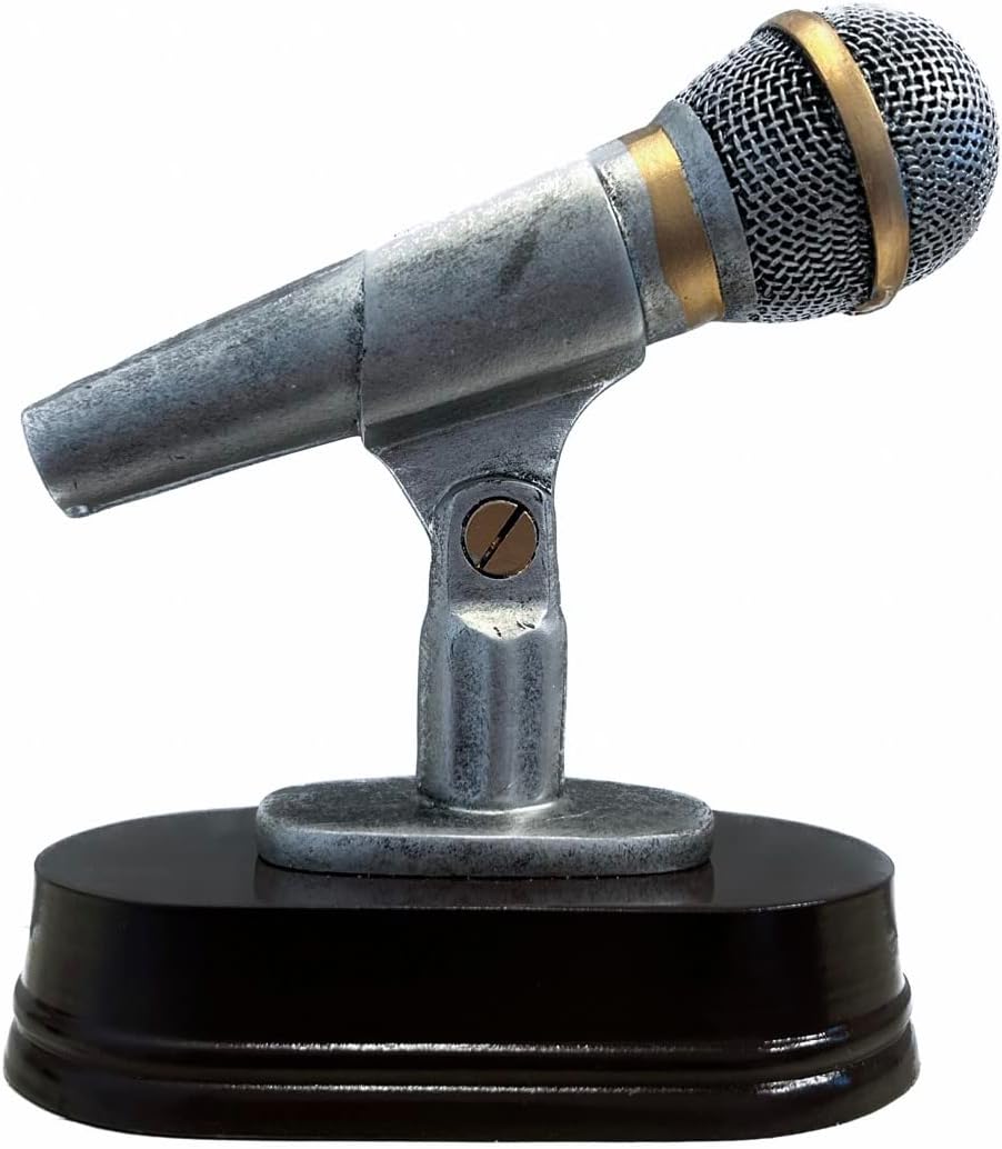 Microphone Trophy with 3 Lines of Custom Text