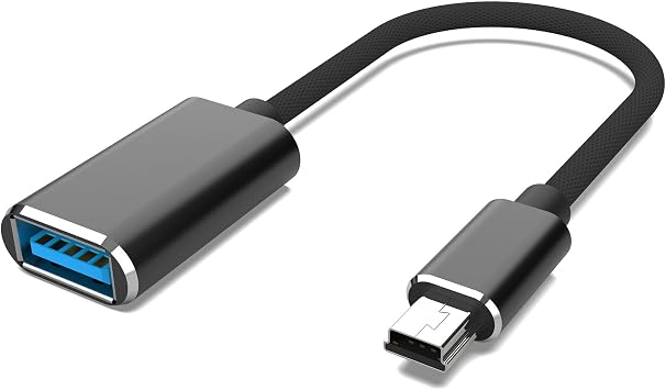 HIEbee Mini USB OTG Cable for Digital Cameras - USB A Female to Mini USB B 5-pin Male Adapter Braided Cable