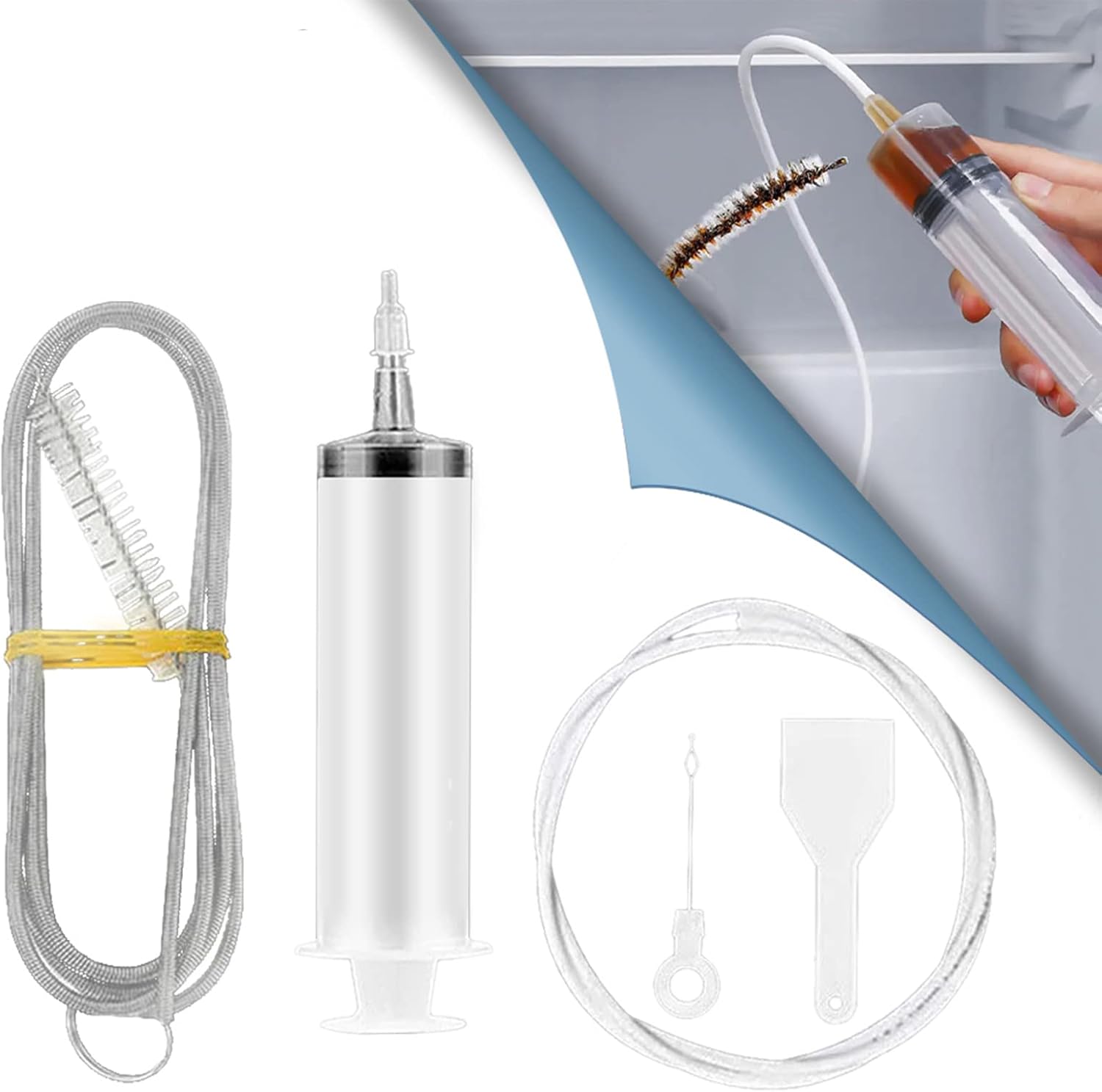 Hitopin Kühlschrank Reinigungsset 14-teilig - Abflussreiniger Mit Bürste, Spritze & Schlauch