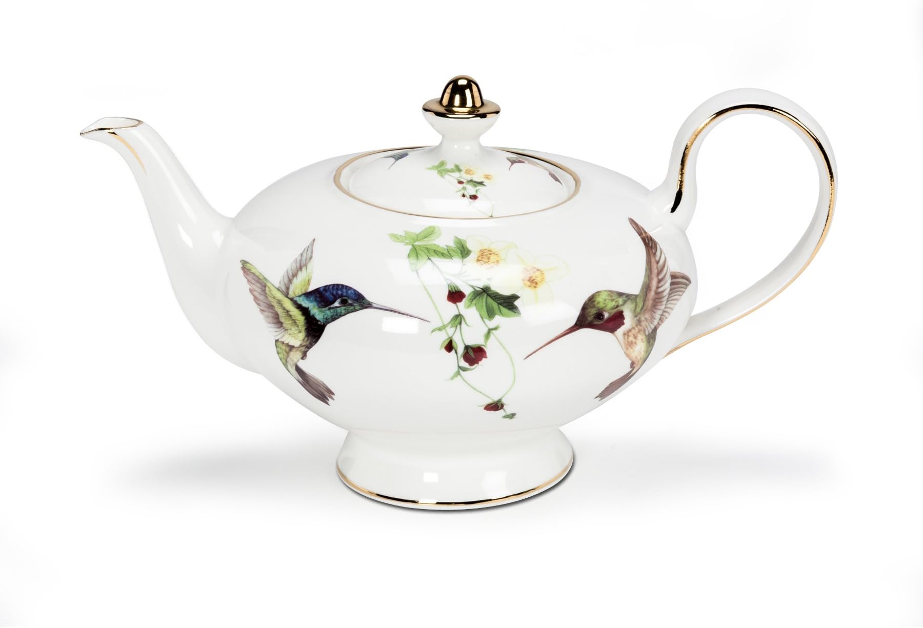 Ambrosia Hummingbird Teapot,White,10 inches L