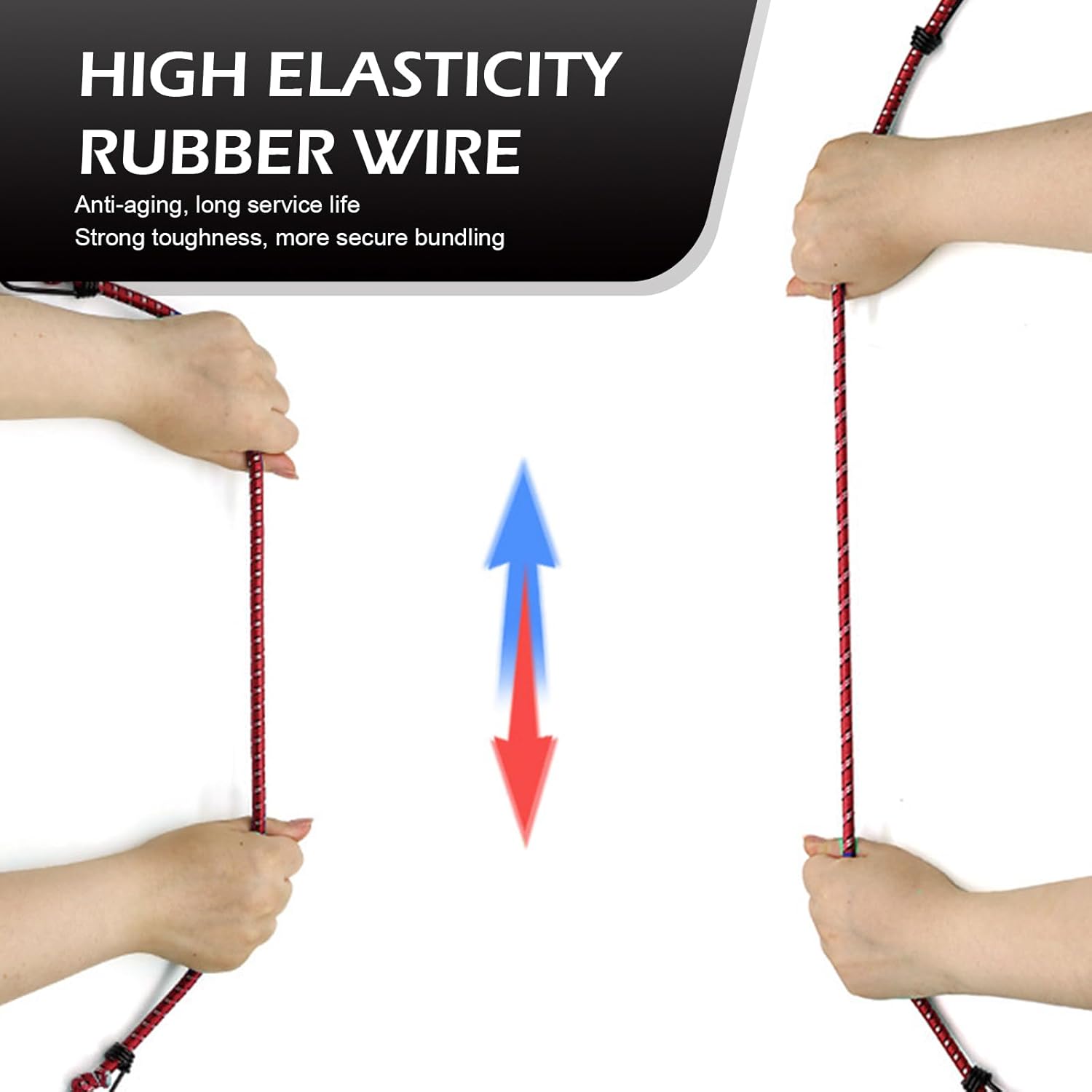 2 PCS Elastic Bungee Cords with Hooks Bungee Cords, Car Cover Gust Straps Wind Protector for Protecting Car Cover from Blowing Off in High Winds, Universal for Most Cars SUVs Trucks (Red)
