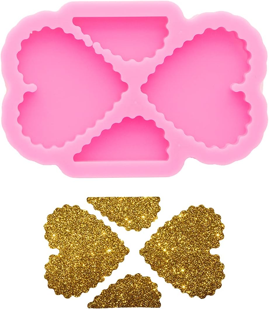 Moldes de silicona con forma de corazón brillante y medio corazón para bricolaje, llavero, colgante, molde de arcilla polimérica, fabricación de