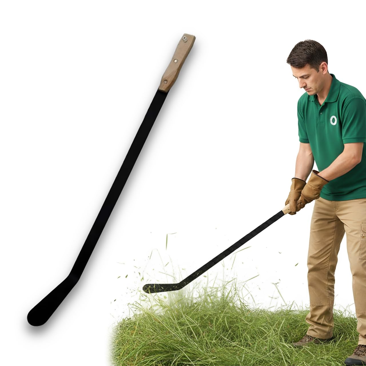 Sizi Heavy Duty 27 Inch Weed Slasher | Hardened Steel Edge and Wooden Handle – Manual Swing Action Garden Grass Cutter Tool for Yard, Orchard and Outdoor Vegetation Control