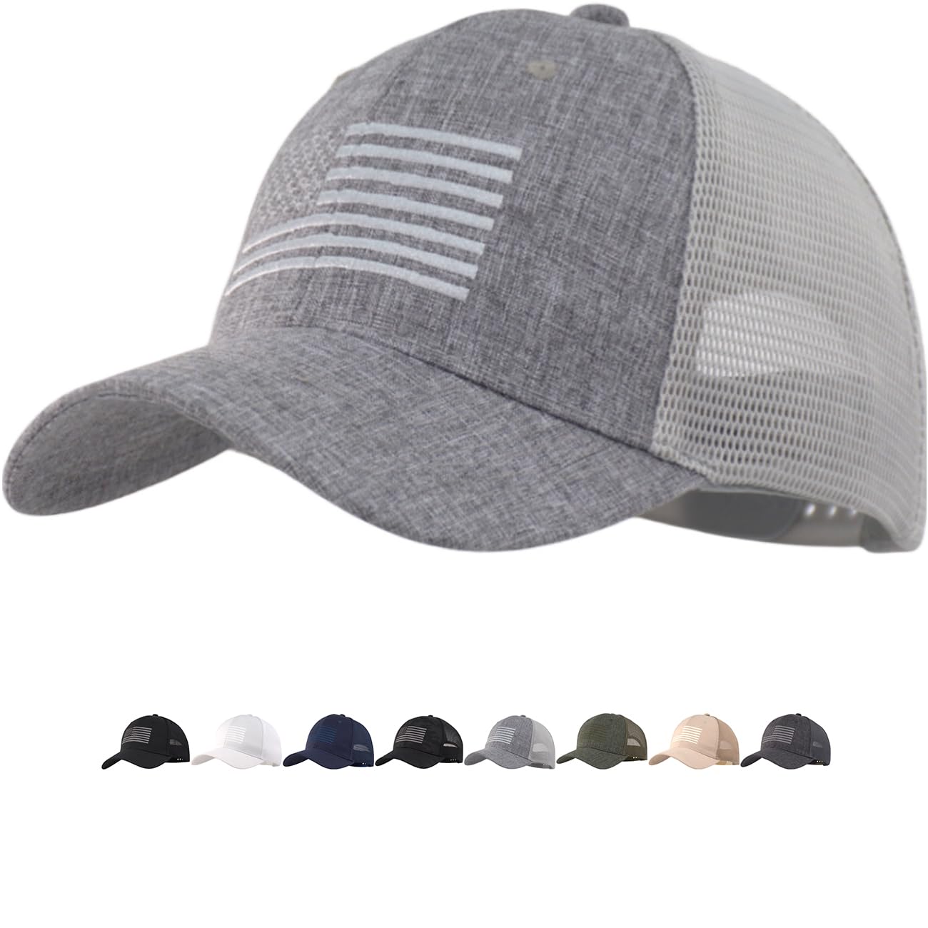 American Flag Trucker Cap, Regular &amp; XL-3XL, Big Head Snapback Patriotic Baseball Hat (Up to Size 8)