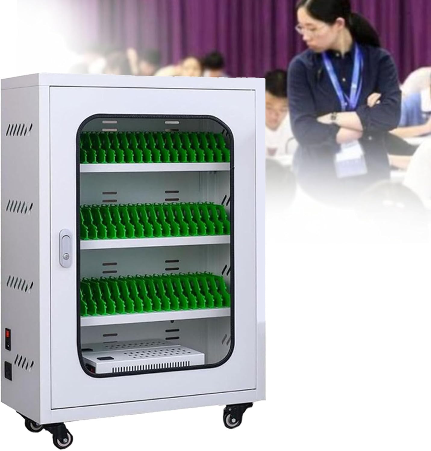 Employee Cell Phone Lockers - Rechargeable Storage Box & Charging Station, 50-Digit Code, Secure Cell Phone Jail for Teachers, Durable & Convenient 220V Solution